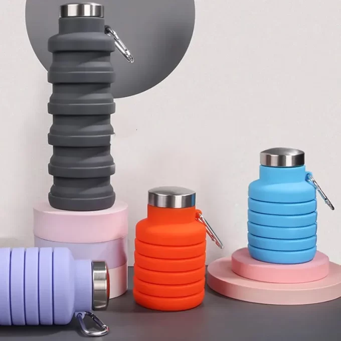portable silicone water bottle foldable coffee bottle cup outdoor travel tool foldable sports bottle