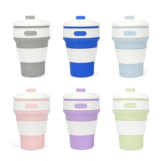 Customizable Portable Flexible Tumblers 350ml Foldable Silicone Coffee Cup Outdoor Anti-scald Folding Travel Water Cups Promotional Gift