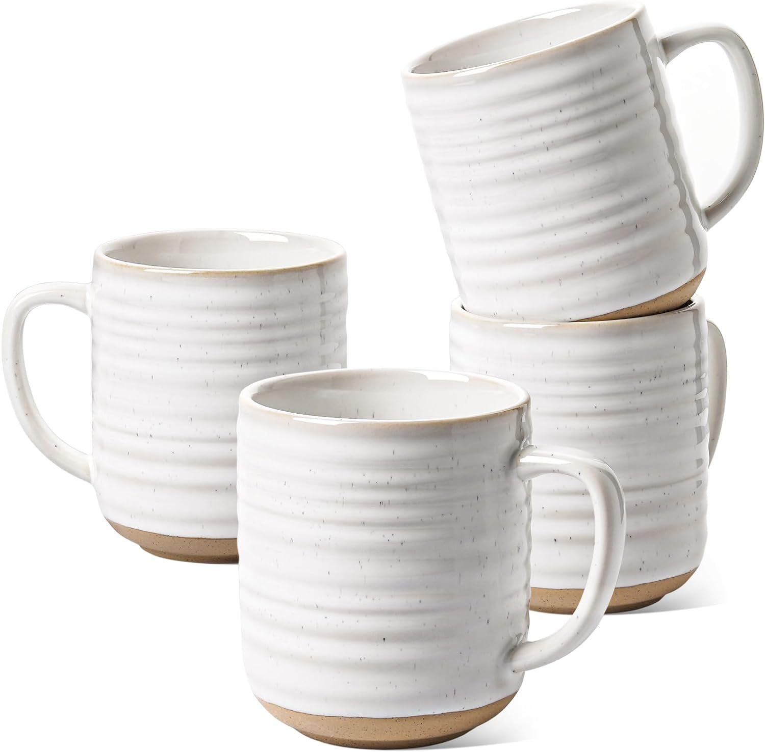 Coffee Mugs 12 oz, Ceramic Mug Set, Housewarming Wedding Gift, Coffee Cups for Latte, Hot Tea, Cappuccino, Mocha, Cocoa - Set of 4, Arctic White