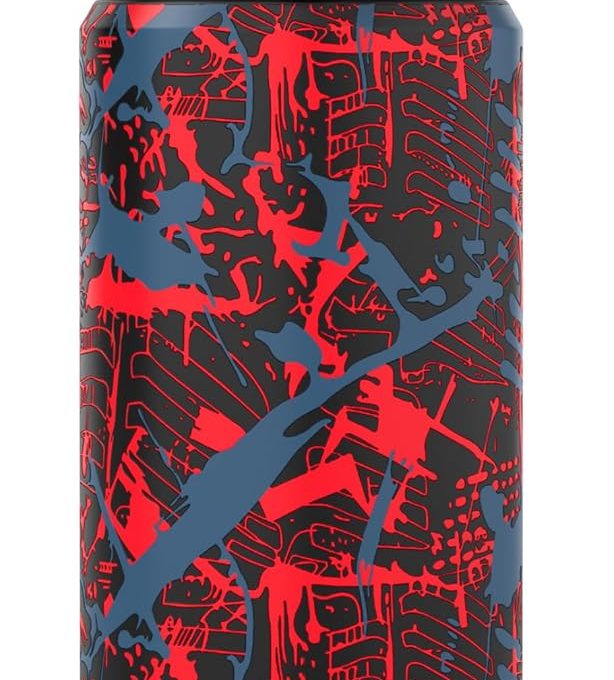 Boys Water Bottle with Straw,18 oz Kids Insulated Cups with Stainless Steel Leak Proof for School,Sport&Travel（Geometry-Red）