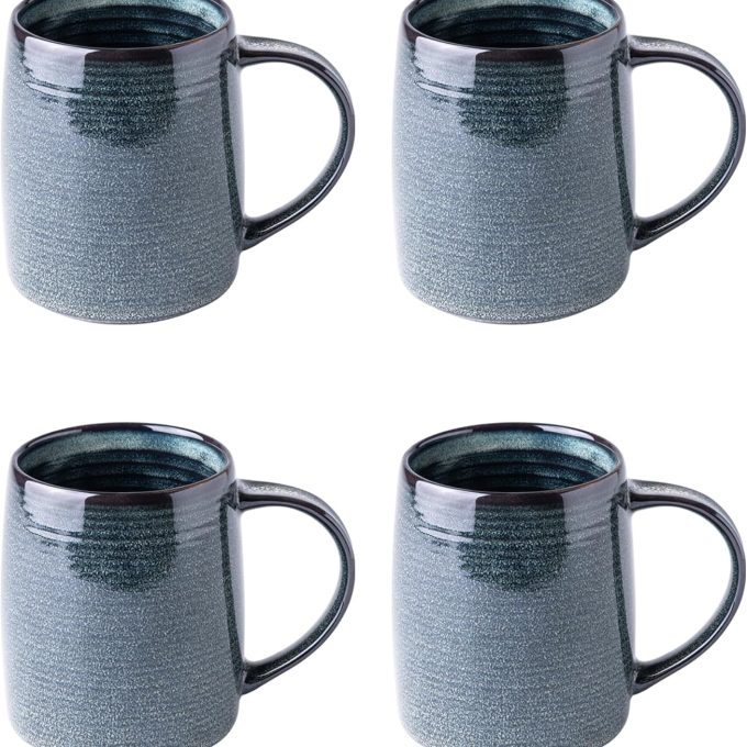 Large Coffee Mugs Set of 4, 18oz Handmade Ceramic Coffee Mugs Set with Gradient color for Latte/Tea/Beer/Hot Cocoa, Dishwasher & Microwave Safe,