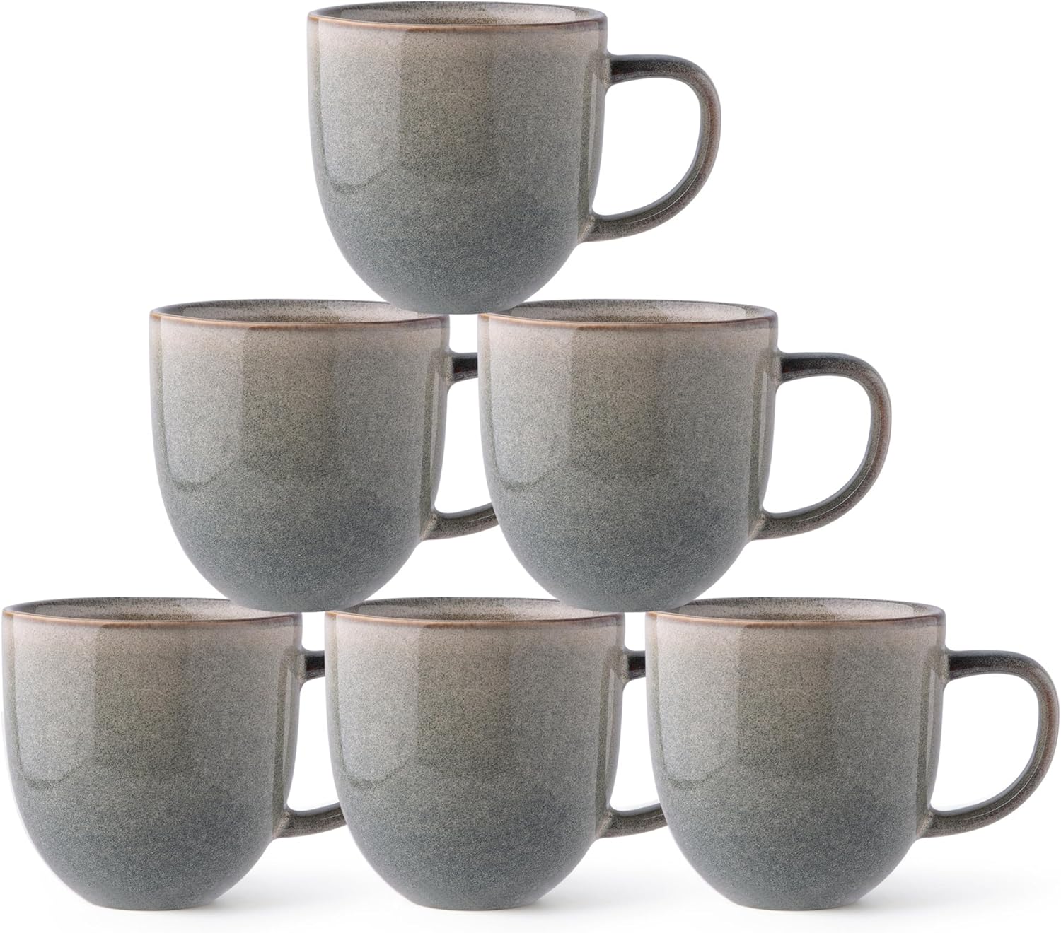 12oz Coffee Mugs, Ceramic Coffee Mugs set of 6 for Man, Woman, Dad, Mom, Modern Coffee Mugs with handle for Latte/Cappuccino/Milk/Cocoa. Dishwasher&Microwave Safe, Reactive Glaze