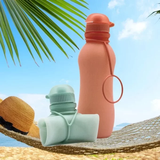 500ML Creative Foldable Silicone Water Cup Outdoor Travel Bottle Eco-friendly Healthy Material Multiple Colors Water Bottles